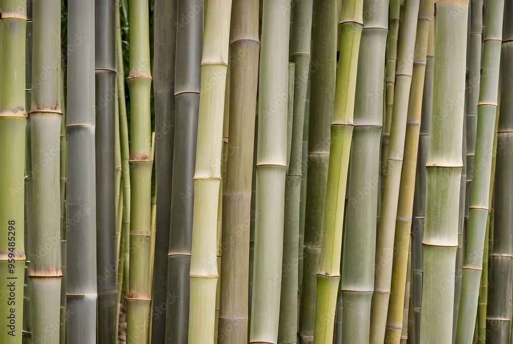 Group of tall green bamboo stalks or plants