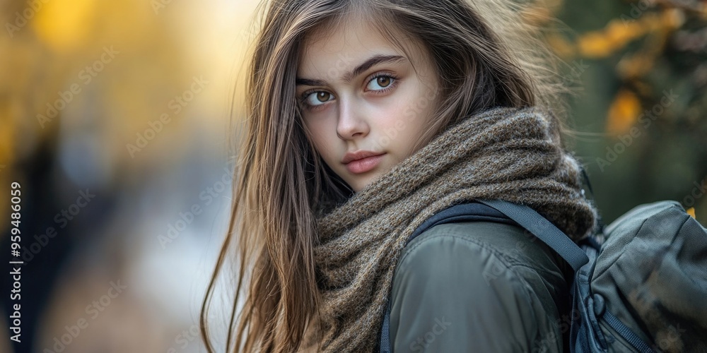 Girl with scarf around neck Girl with scarf around neck