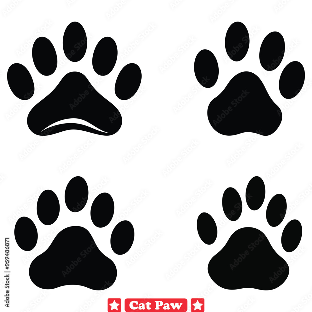 Pawsitively Cute Endearing Cat Paw Graphics Set for Animal Lovers Pawsitively Cute Endearing Cat Paw Graphics Set for Animal Lovers