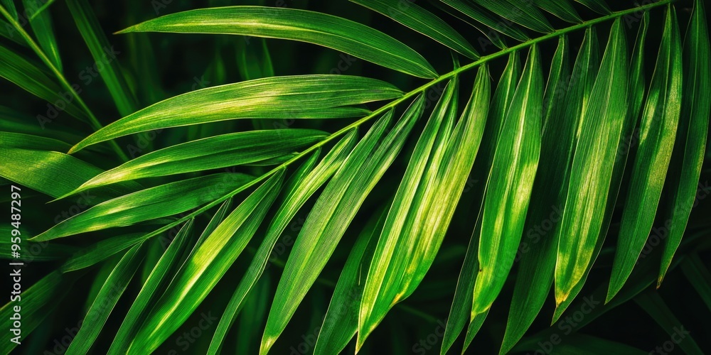 Green Palm Leaf Close Up Green Palm Leaf Close Up