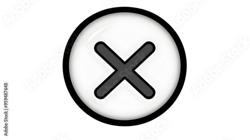 Black and White Cross Symbol Inside a Circle with a Thick Black Outline on Transparent Background