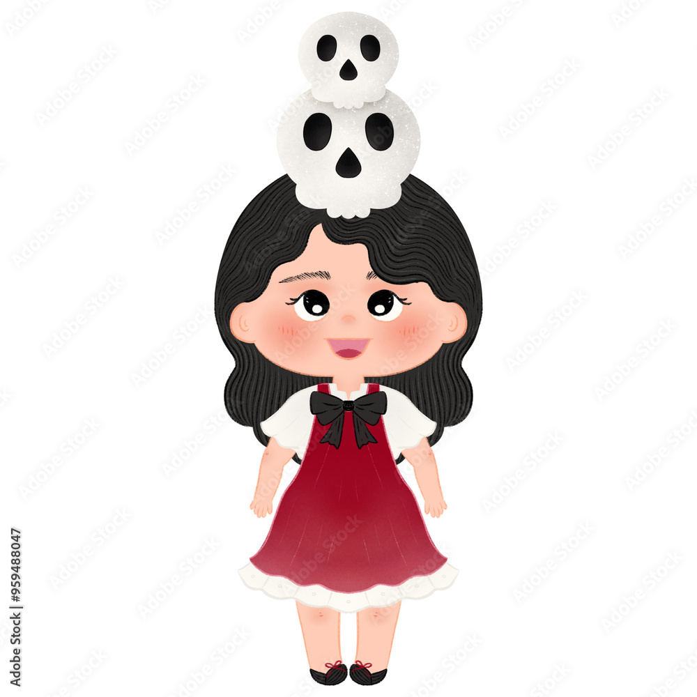 Fototapeta premium Adorable Halloween Characters Ghosts, Witches, Pumpkins, and Spooky Scenes with Cute Costumes, Trick or Treat Buckets, Haunted Houses, and Black Cats for a Whimsical Halloween Collection