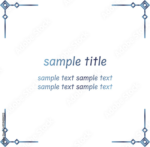 青いグラデーションの四角いあしらいフレーム5