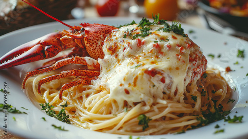 “Ocean Meets Plate: Lobster and Cheesy Spaghetti”