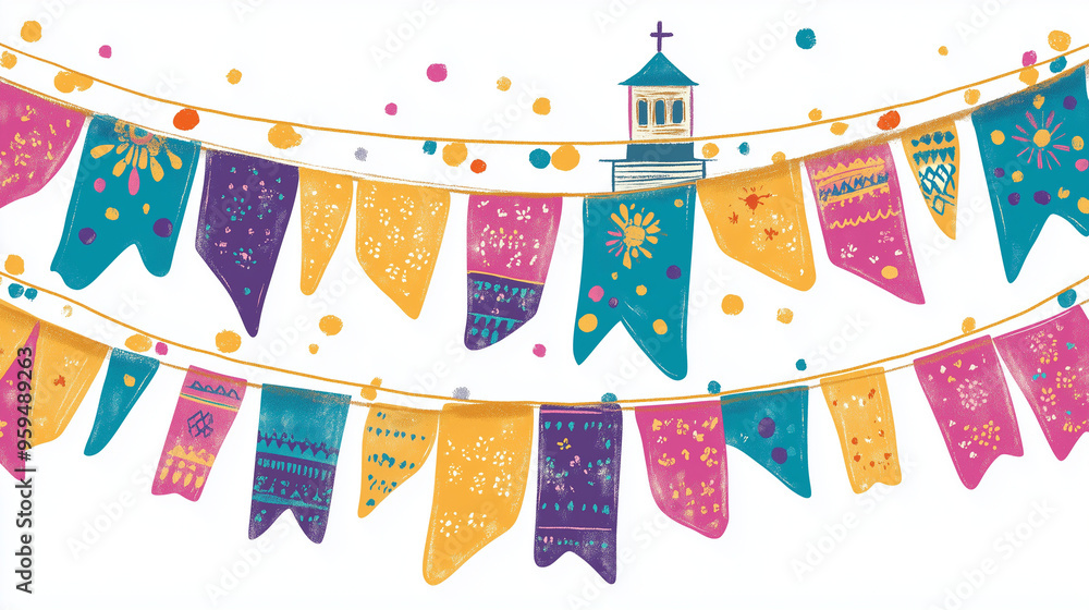 Obraz premium Colorful Bunting Flags Festive Celebration