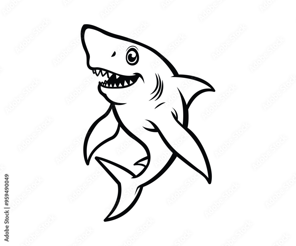 Obraz premium Angry Cartoon Shark Vector