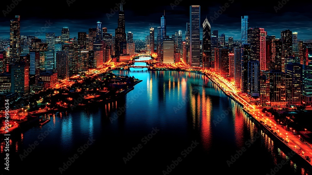 Fototapeta premium Aerial photos of major cities in the United States, high-angle city architecture photos