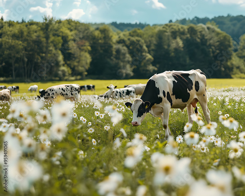 Serene Dairy Farm Landscape: Cows Grazing for Cheddar Cheese Production | Canon EOS R5