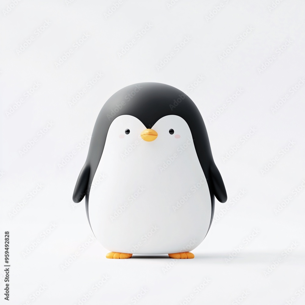 Fototapeta premium A cartoon cute penguin on white background