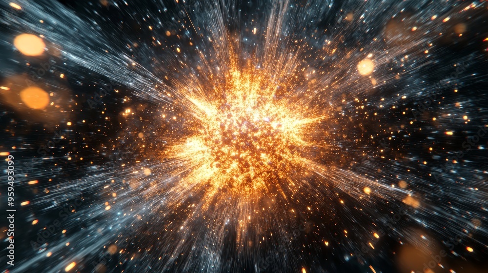 Dynamic explosion of vibrant colors and particles radiating outward, creating a stunning visual of energy and motion. Dynamic explosion of vibrant colors and particles radiating outward, creating a stunning visual of energy and motion.