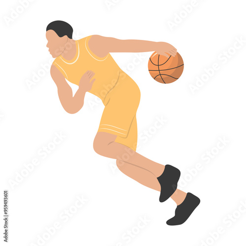 Basketball Player Pose Illustration. Isolated Vector Character in Flat Cartoon Style.