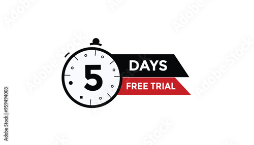 5 days free trial Countdown number banner templates. time icon. Vector Illustration 
