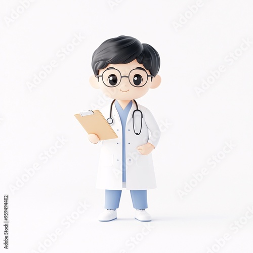 3d cartoon doctor with a stethoscope