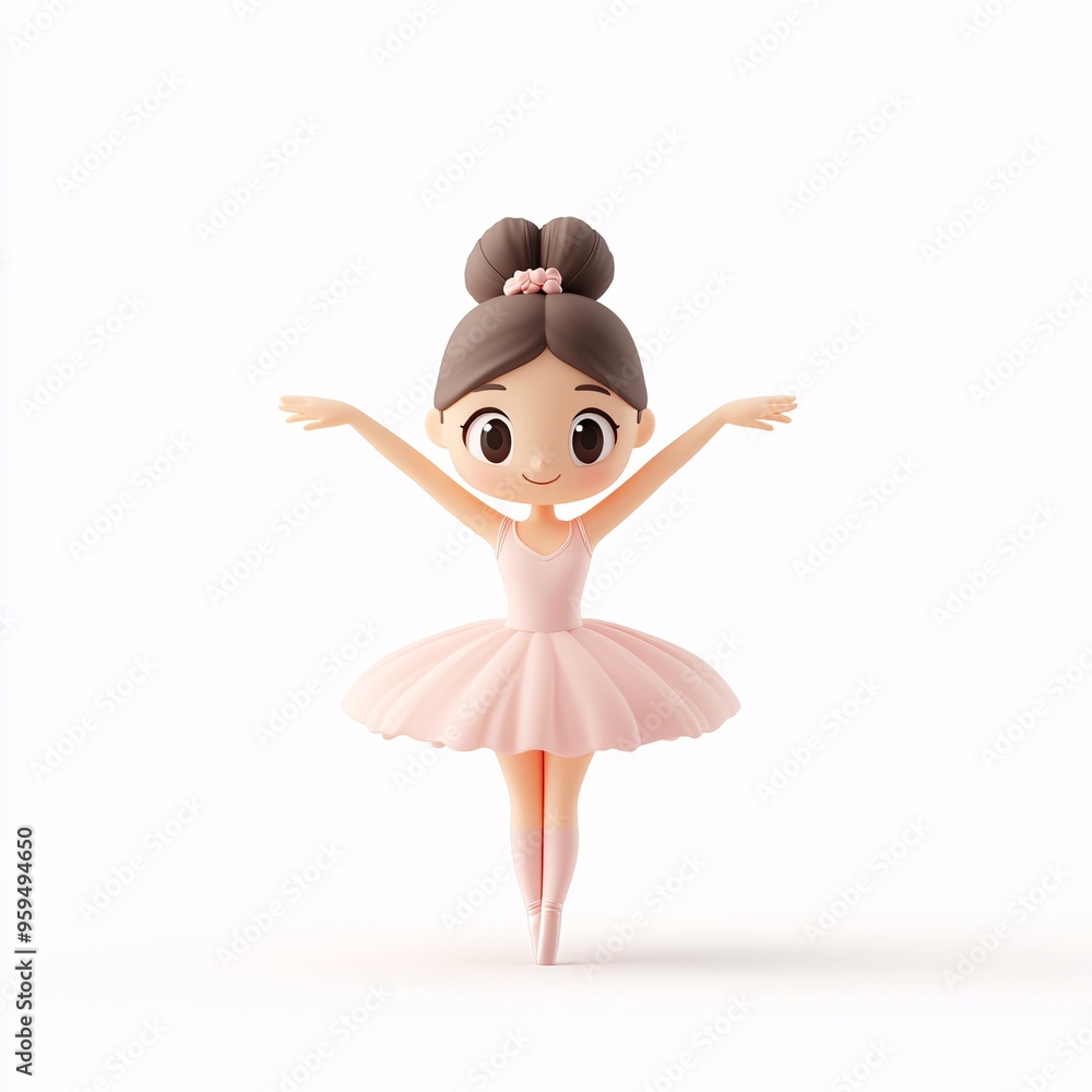 3d cartoon ballet dancer in a pink dress 3d cartoon ballet dancer in a pink dress
