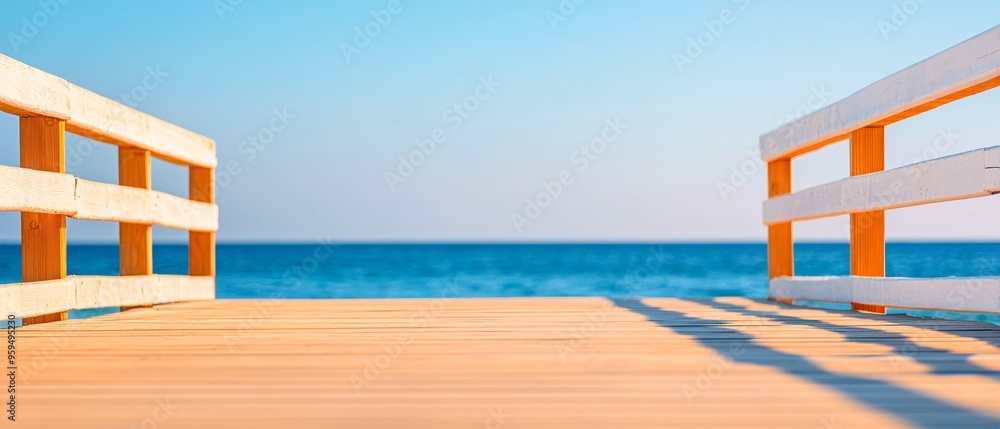 Fototapeta premium A wooden pier with a view of the ocean