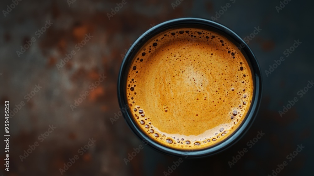 Freshly Brewed Espresso Shot in a Ceramic Cup on a Dark Background