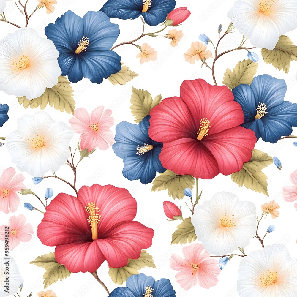 Floral Pattern A pattern featuring flowers, often used in clothing and home decor., Floral Pattern A pattern featuring flowers, often used in clothing and home decor.,