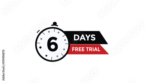 6 days free trial Countdown number banner templates. time icon. Vector Illustration 
