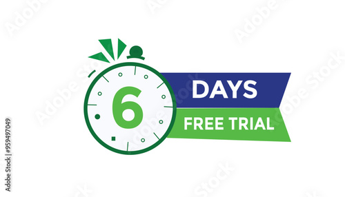 6 days free trial Countdown number banner templates. time icon. Vector Illustration 
