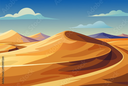 desert natural landscape vector illustration