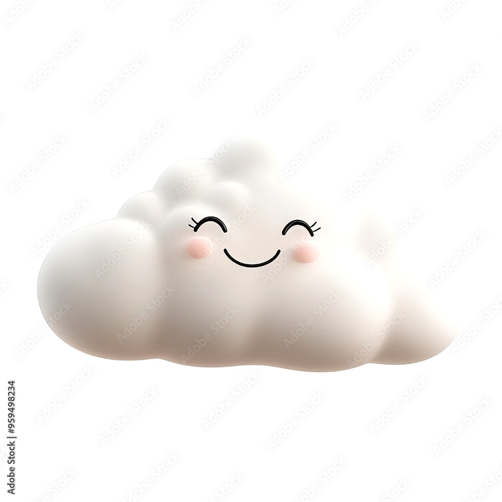 A cheerful, cute cloud character with a smiling face, perfect for children's decor and playful designs. A cheerful, cute cloud character with a smiling face, perfect for children's decor and playful designs.