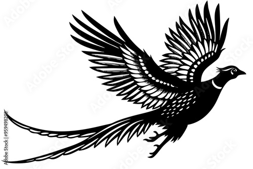 Pheasant Silhouette vector illustration 
