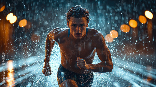 An athlete running on a rai...