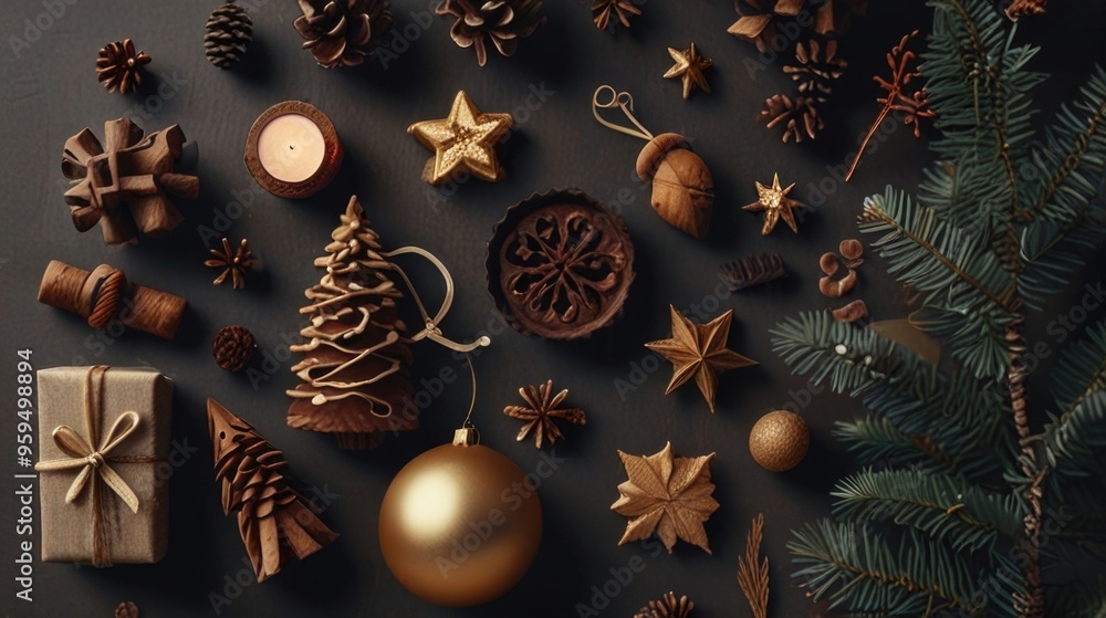 flat lay Christmas composition flat lay Christmas composition