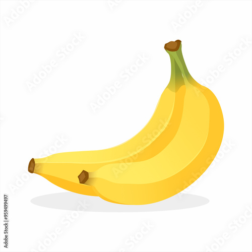 two piece banana isolated vector illustration clip art cartoon, a couple of banana