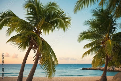 Tropical Palm Canopy Sticker for Enchanted Beach Vacation photo