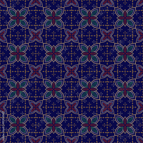 Vector Javanese ethnic batik pattern template with a beautiful and elegant natural color combination