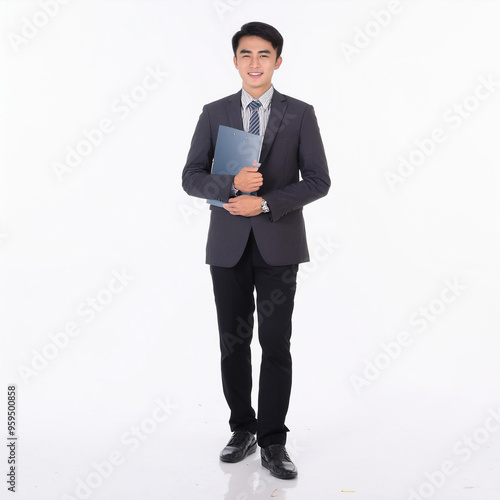 A model wearing a company employee's uniform.