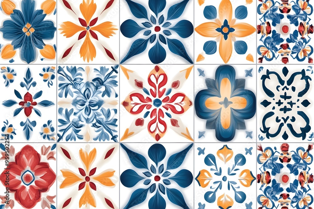 Azulejo Pattern A ceramic tile pattern known for its intricate and unique designs, characteristic of Portuguese art., Azulejo Pattern A ceramic tile pattern known for its intricate and unique designs, characteristic of Portuguese art.,
