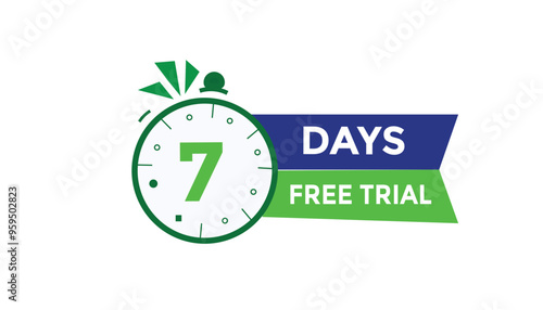 7 days free trial Countdown number banner templates. time icon. Vector Illustration 
