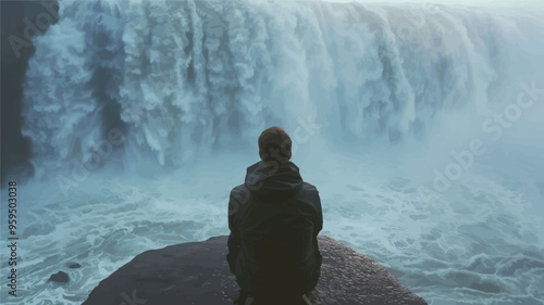 Contemplating the Mighty Waterfall
