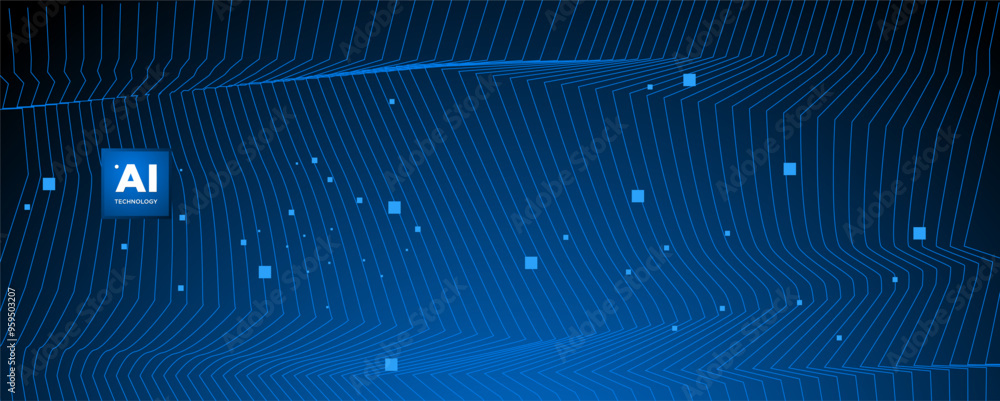 Abstract AI circuit board background. Technology connected blue lines with electronics elements on tech. Computer motherboard with a chip, processor, and semiconductor. Digital vector illustration Abstract AI circuit board background. Technology connected blue lines with electronics elements on tech. Computer motherboard with a chip, processor, and semiconductor. Digital vector illustration