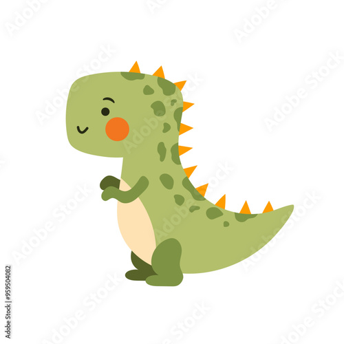 Illustration of a cute dinosaur isolated on a white background