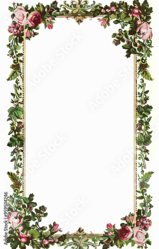 Framed Blank Canvas with Floral Decoration