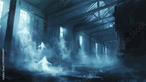Ghostly apparitions in a dilapidated building