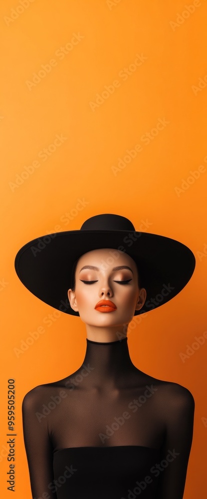 Fototapeta premium A woman wearing a black hat