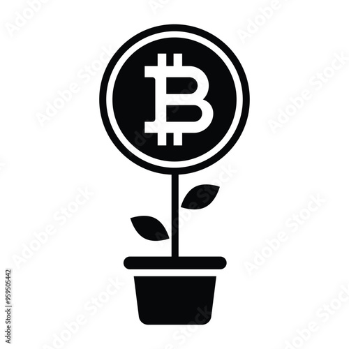 Bitcoin icon for cryptocurrency, virtual currency, digital money design template