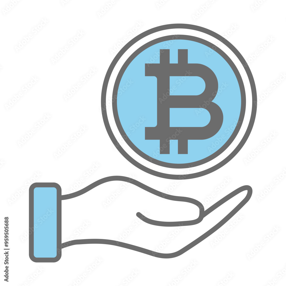Bitcoin icon for cryptocurrency, virtual currency, digital money design template Bitcoin icon for cryptocurrency, virtual currency, digital money design template