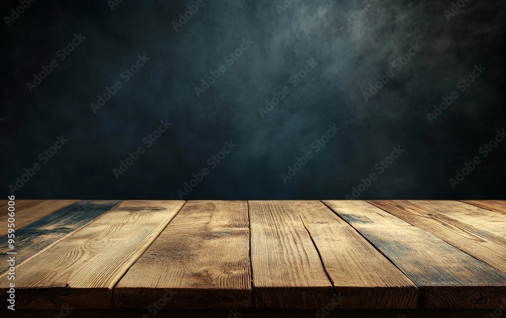 Rustic wooden table with dark, moody background. Rustic wooden table with dark, moody background.