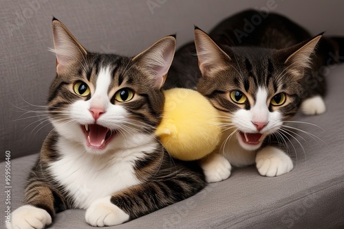 Joyful Playful Cat Cuddle Graphic Design