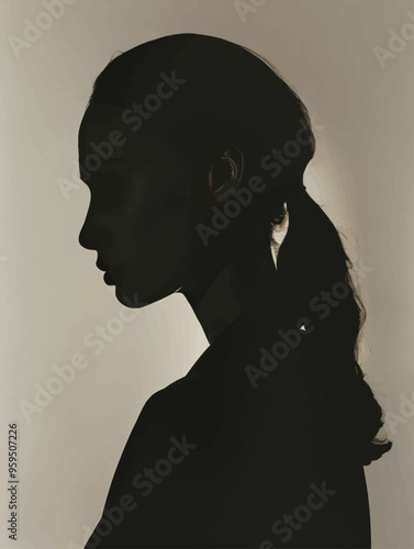 Silhouette of a Woman with Hair in a Ponytail