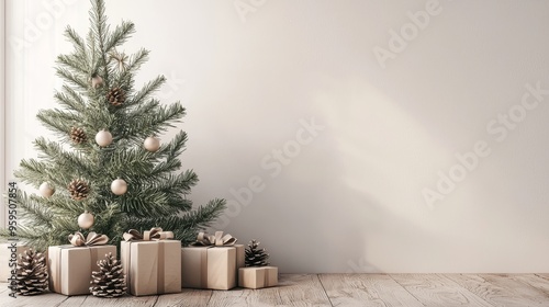 Merry Christmas and Happy New Year festive colorful composition. Christmas background. Xmas banner and holiday poster