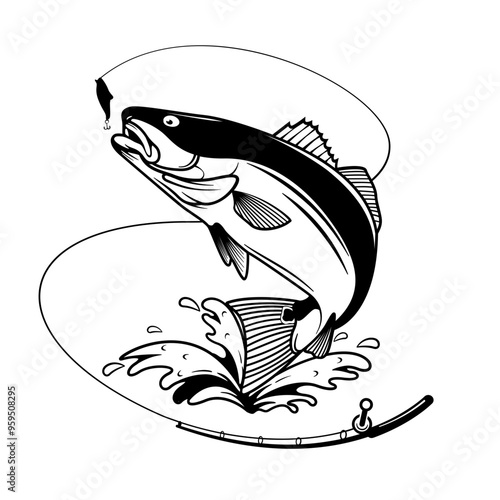 Red Drum Fish | River Fishing | Aquatic Animal | Angler Dad | Fish Lure | Big Catch | Marine Life | Wildlife | Original Illustration | Vector and Clipart | Cutfile and Stencil