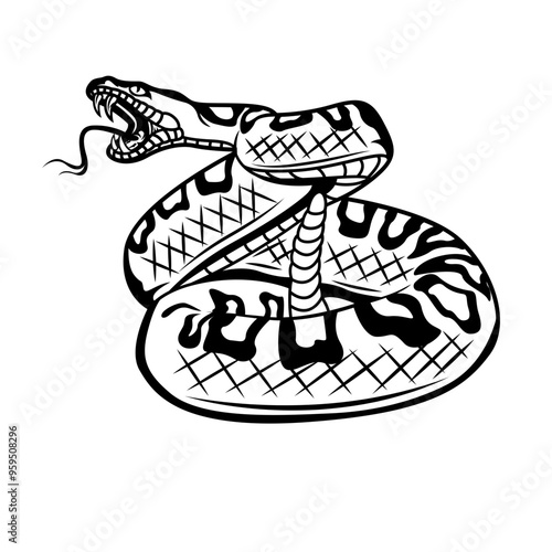 Rattle Snake | Snake | Venomous Snake | Viper Snake | Reptile | Wild Animal | Desert Animal | Wildlife | Original Illustration | Vector and Clipart | Cutfile and Stencil