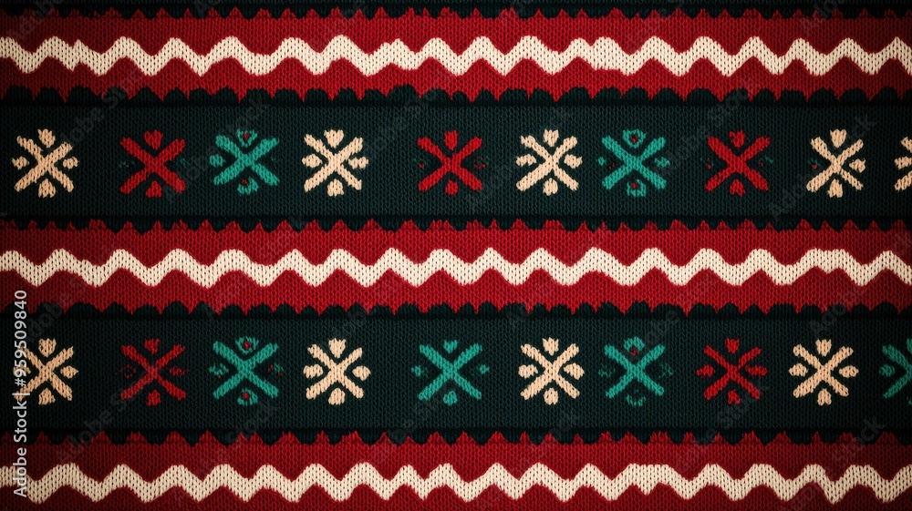 This vibrant textile features intricate patterns in red, green, and cream, perfect for adding a cultural touch to any design. This vibrant textile features intricate patterns in red, green, and cream, perfect for adding a cultural touch to any design.