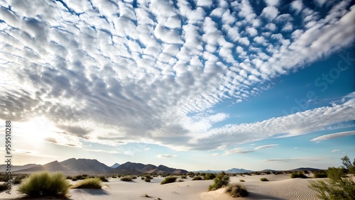 desert landscape with altostratus clouds in the sky
